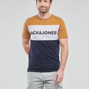 Vêtements Homme Jack & Jones – JJELOGO BLOCKING TEE SS Jaune / Blanc / Marine 9