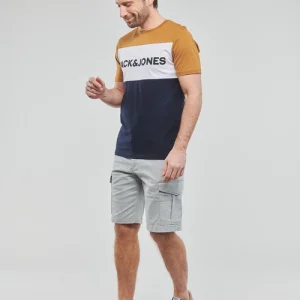 Vêtements Homme Jack & Jones – JJELOGO BLOCKING TEE SS Jaune / Blanc / Marine 11